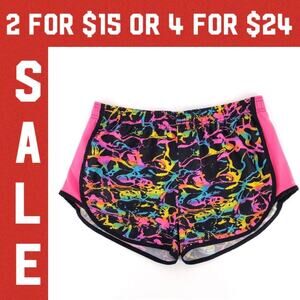 🔴 Multicolor neon print running shorts